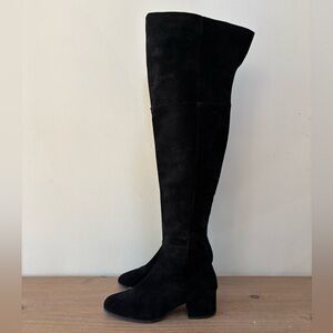 Paola Ferri black knee high black suede riding boots 38/8